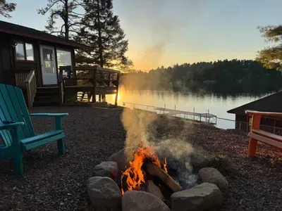 Summer sunset view from fire pit and bbq area