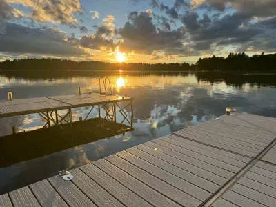 Private dock for multiple boats and secluded viewing point off the end of the peninsula with fantastic sunset and sunrise views.