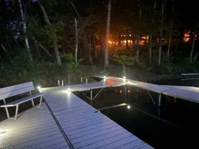 Private dock for multiple boats and secluded viewing point off the end of the peninsula with fantastic sunset and sunrise views.