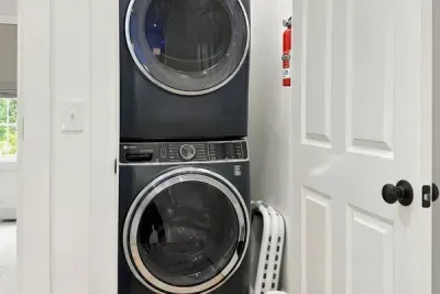 Full size stacked laundry - perfect for all that wet ski gear