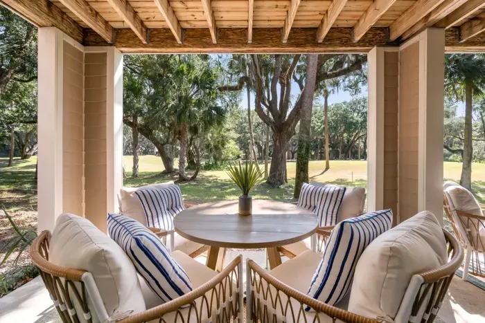 Outdoor Patio with views of the 7th Hole of Ocean Winds Course