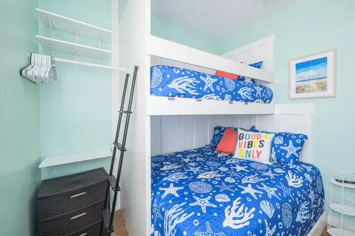 Kids love the adventure of climbing the ladder to get to their private top bunk hideaway