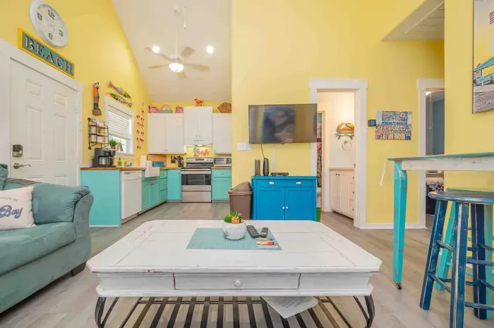 Wide open family and kitchen area