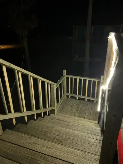 King Bedroom is located upstairs.  Access only available from outside staircase.  Must climb 16 steps.