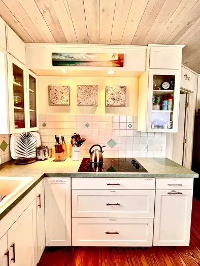 Our kitchen has all the pots, pans, baking dishes, utensils available.  We also have small appliances, like toaster, blender and mixer.