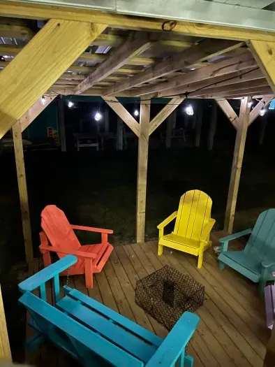 Solar lights and plenty of seating for your group