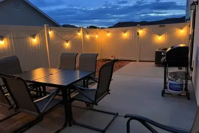 Patio at Night with Lights