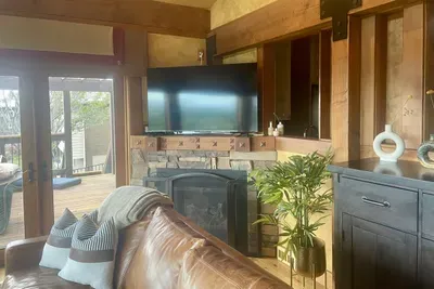 Fireplace & TV in addition to the amazing views!
