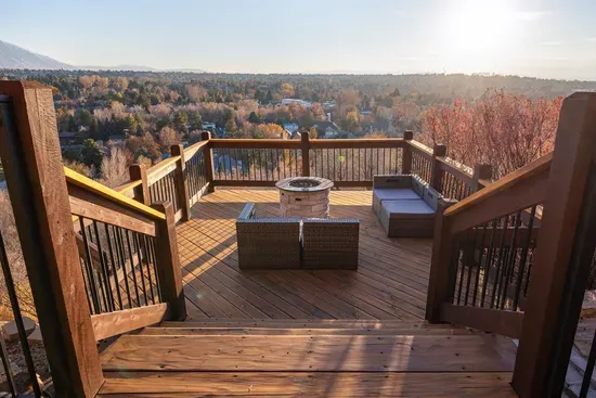 Enjoy panoramic views from the balcony!