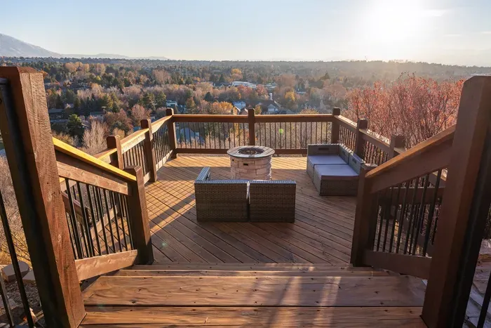 Enjoy panoramic views from the balcony!