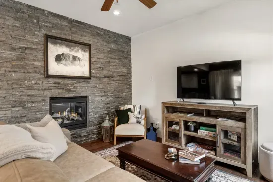 Comfortable Living Room with Fireplace