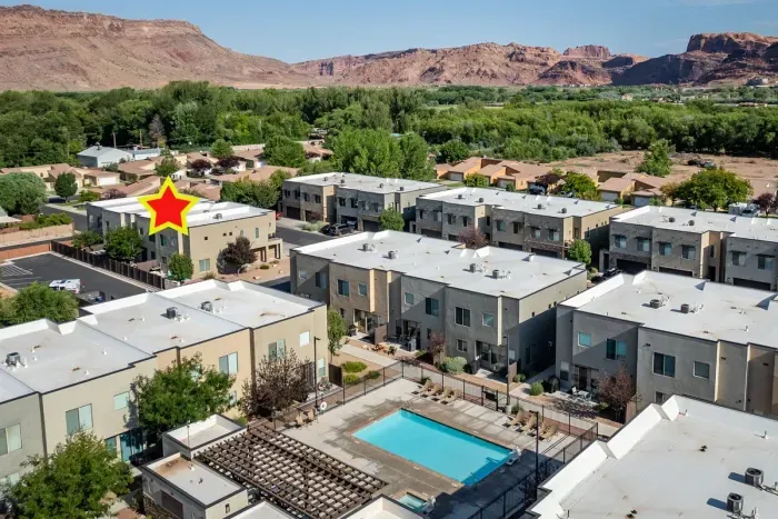 Short walk from the townhome to the pool.