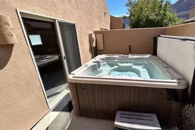 After a long day of adventures, take a soak in your private hot tub