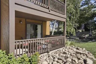 Private covered patio with mountain views
