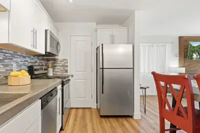 Full kitchen and open concept living