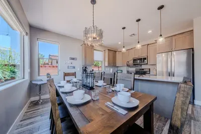 Enjoying meals together at the spacious dining table