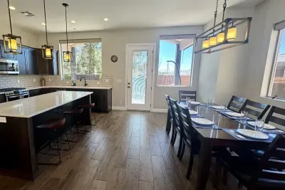 Dining table with seating for 8