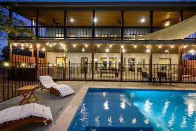 Back deck with heated pool