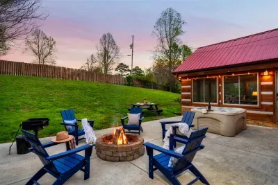 Firepit and Hot tub in beautiful setting