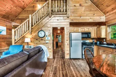 Cozy living room with large windows and beautiful chandelier
