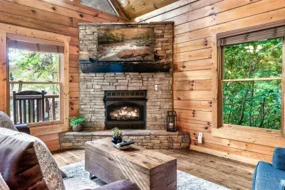 Living room with fireplace