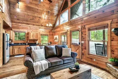 Living room with large windows and open views