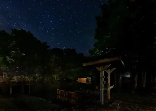 Boat dock fish table night