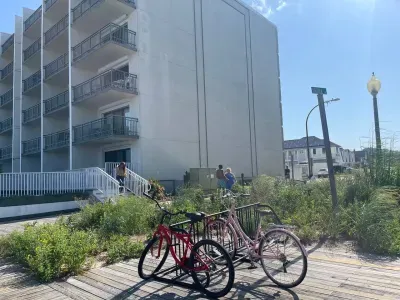 Bike rack in front of the building