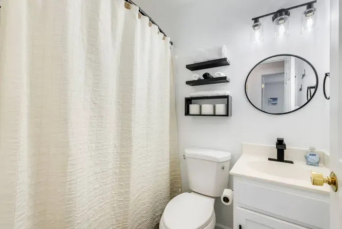 Bathroom #4 ( 3rd Floor).  Full Bath.  Shower and Bathtub Combo.  Towels.  Shampoo. Conditioner. Body Soap.  Hand Soap.  Hair Dryer.