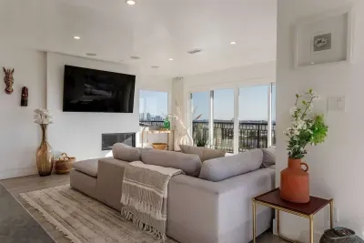 living area, views of downtown San Diego, and big screen tv!