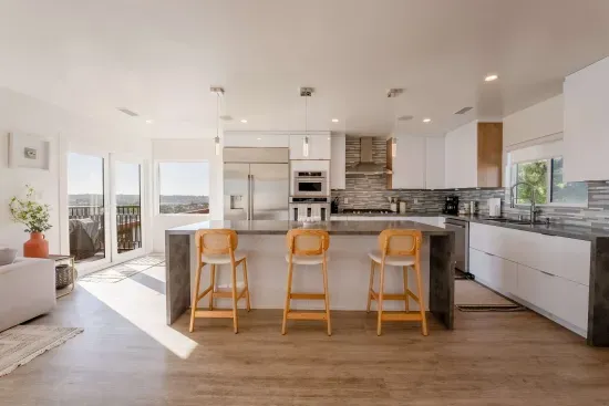 Full kitchen and fully stocked with all of the essentials.