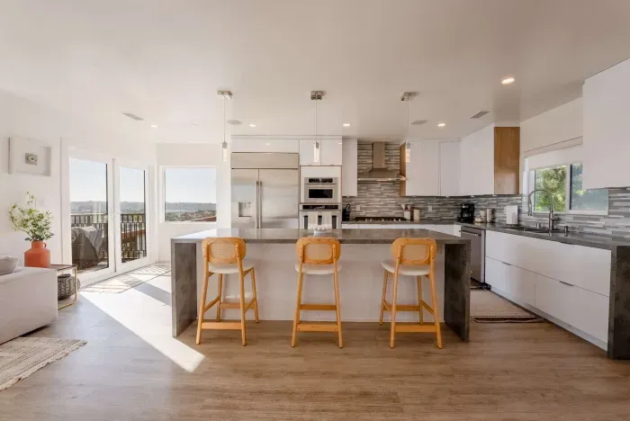 Full kitchen and fully stocked with all of the essentials.
