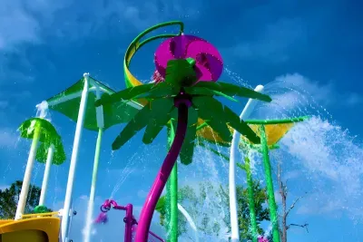 Windsor Hills Splash Pad: Giant palm-tree fountains and colorful sprayers at the community water park, free for guests!