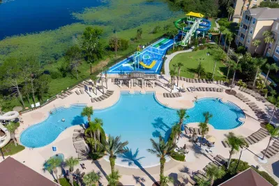 Windsor Hills Water Park: Aerial view of the resort pool, sun deck, and water slides, all free for guests!