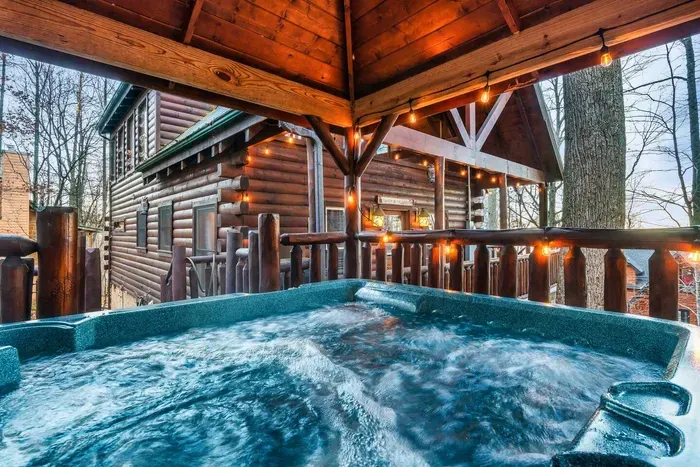 Wintertime hot tub view