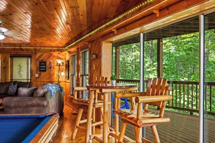 Wait your turn while enjoying the view or escape to the outdoor deck