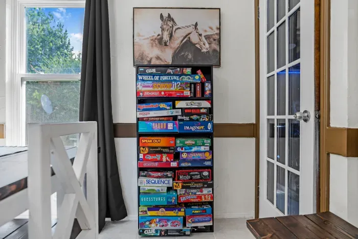 Game night ready with a huge board game collection and bright cozy charm
