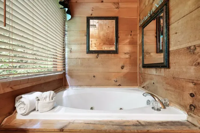 Soaking tub in master bathroom 