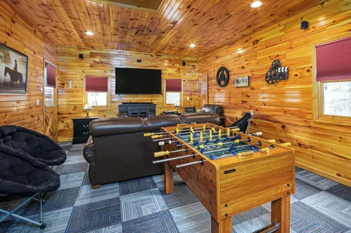 Foosball, poker table and additional seating for movies and sporting events!
