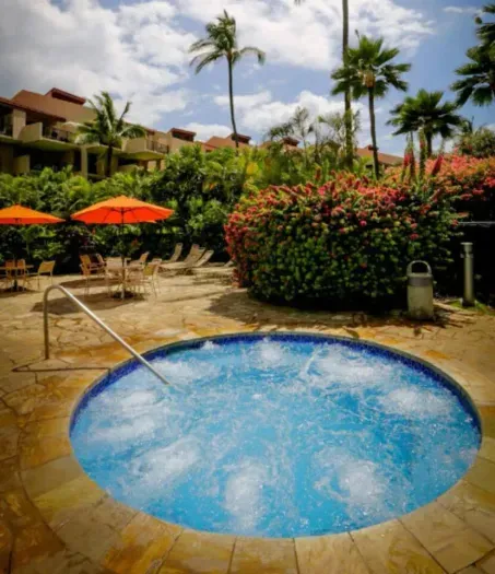 One of three resort hot tubs