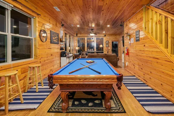 Billiards table with seating 