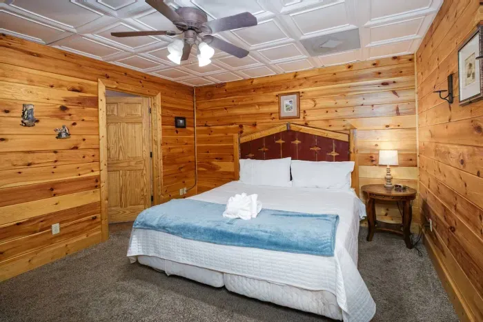 Downstairs bedroom with en suite bathroom