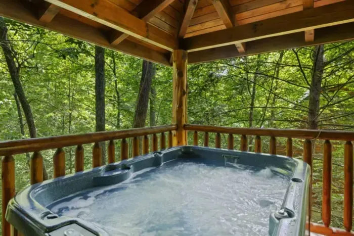 Covered deck hot tub space 