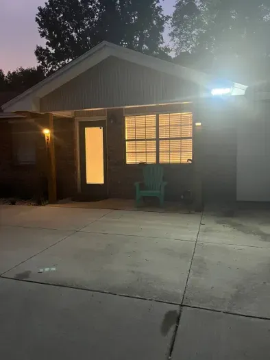 Well lit front door at night! Motion lights :)
