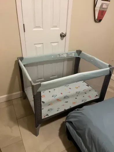 Pack and play always available in the closet