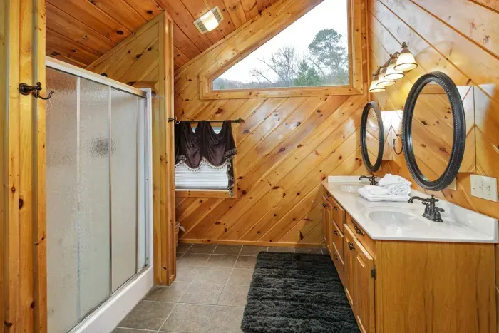 Upstairs bathroom shower and double vanity 