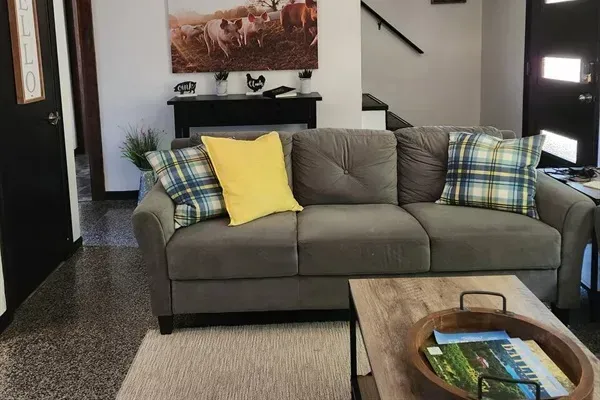 Hog Heaven Side Living Area | Front Door |Upper Level Stairs