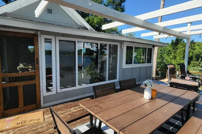 Slice-of-Heaven TC | Spa Retreat | Silver Lake CottageHot Tub | Barrel Sauna Full Window Lake Views | Cold Plunge Barrel Kayaks, canoe, row boat, SUP's all included!Expansive Living and Master Bedroom Deck Views