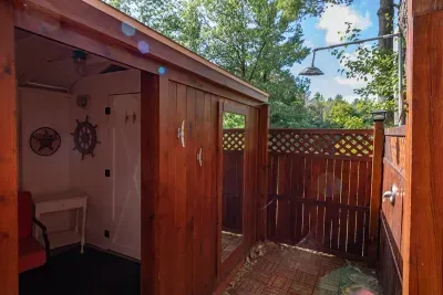Slice-of-Heaven TC  | Spa Retreat | Silver Lake CottageSeasonal Outdoor Shower Changing area