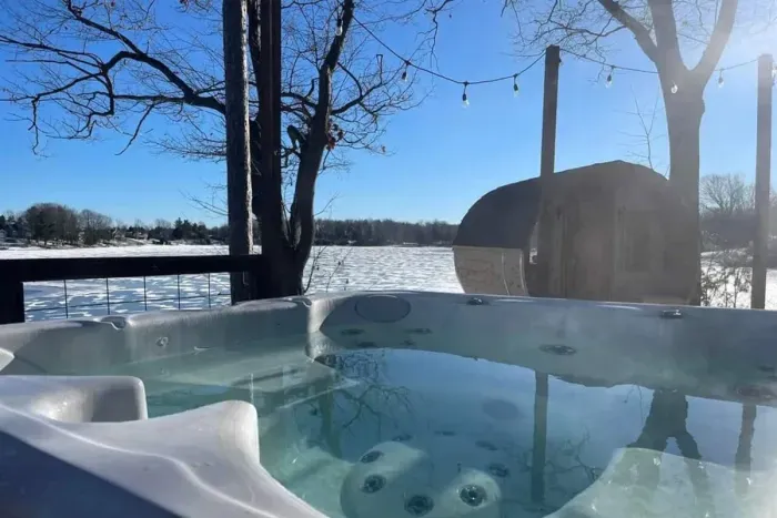 Slice-of-Heaven TC  | Spa Retreat | Silver Lake Cottage Ward off the winter chill with our spa amenities! Slice-of-Heaven lakeside views!